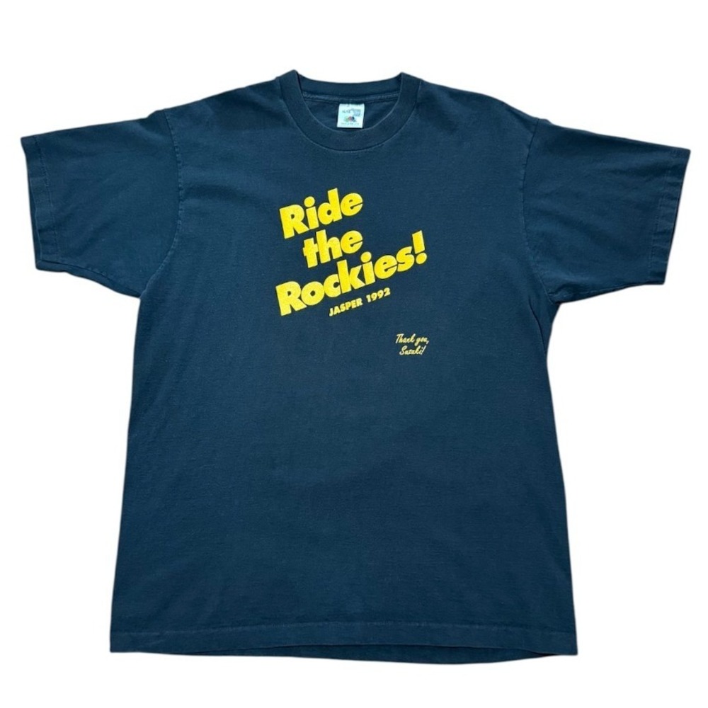 Vintage 90s Ride the Rockies Jasper Suzuki Motorsports Promo Graphic T-shirt